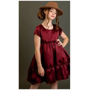 Joyfolie | Western Prairie Cottagecore Lorelei Dress Burgundy Satin | 8